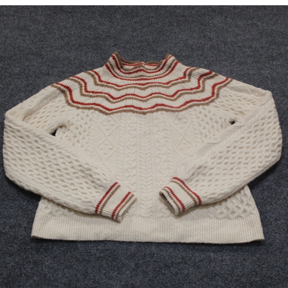 Madewell Cream Cable Knit Mock Neck Sweater‎ Size M